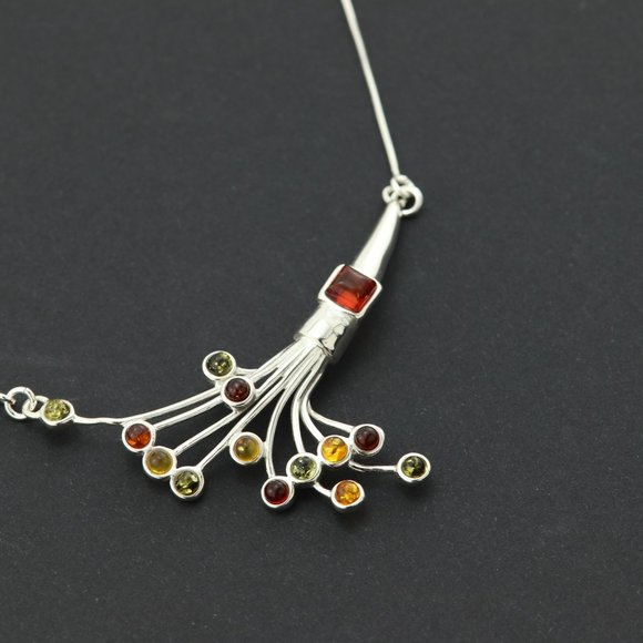 Sterling silver necklace with natural Baltic amber, 925 sterling silver necklace - Picture 15 of 16